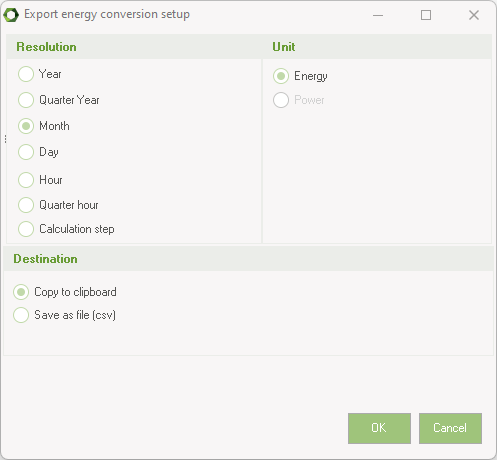 Export energy conversion setup