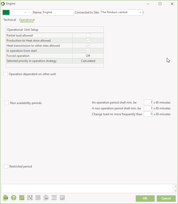 Operational settings tab