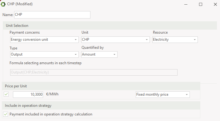Payment window for creating Revenues and operational expenditure payments