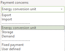 Payment concern combo-box