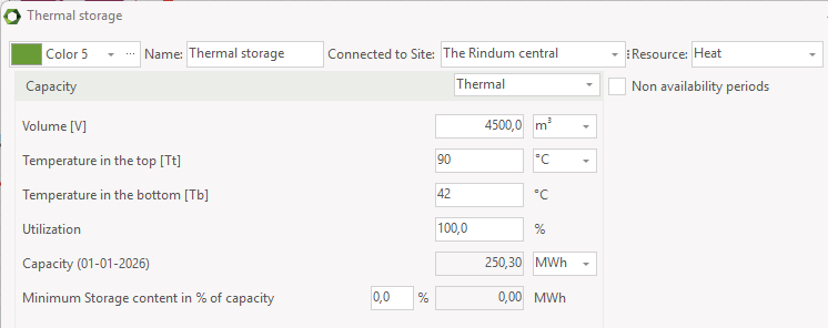 Storage thermal capacity