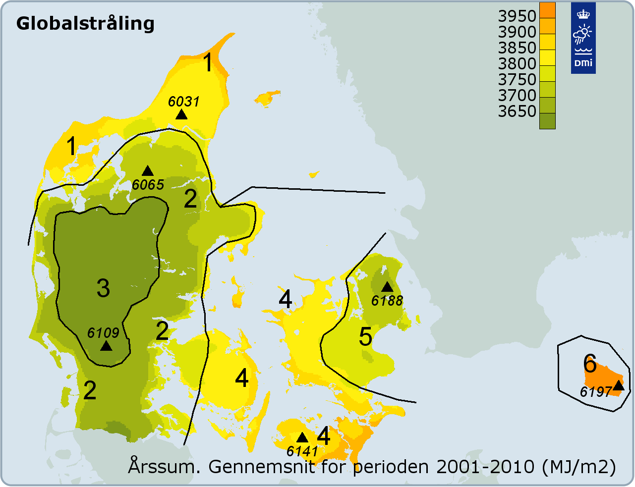 The DRY zones with global solar radiation