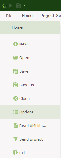 Options in energyPRO setup