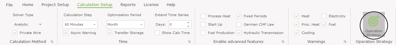 Operational Strategy button onn the ribbon menu