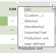 Filter options