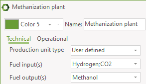 User defined production unit with producing energy units in project” enabled