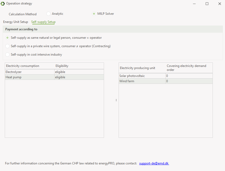 Electricity demand setup tab in Operation strategy  when prioritizing of electricity demands is enabled