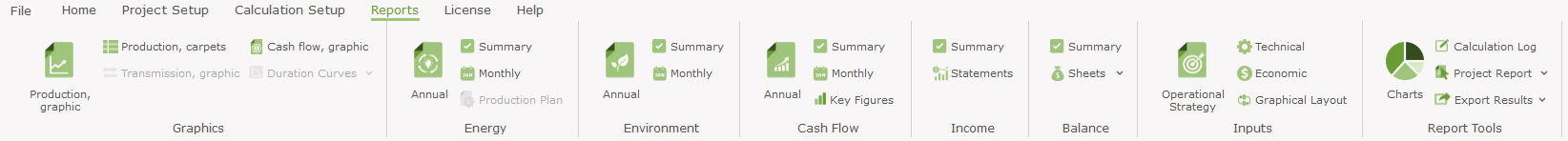 The report ribbon tab