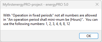 Operation in fixed periods warning message