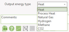 Output energy type menu for heat pump