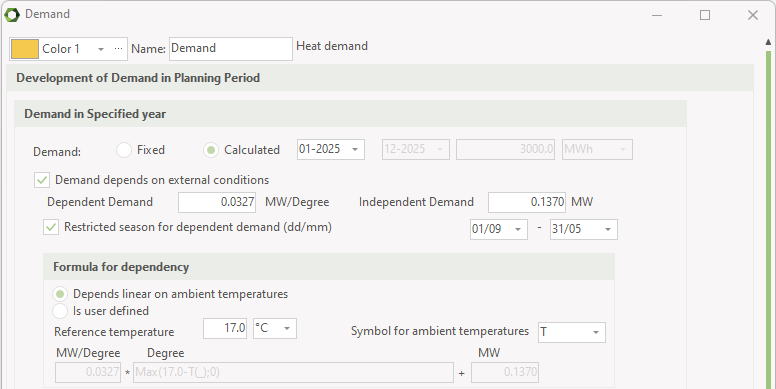 Calculated demand with external conditions