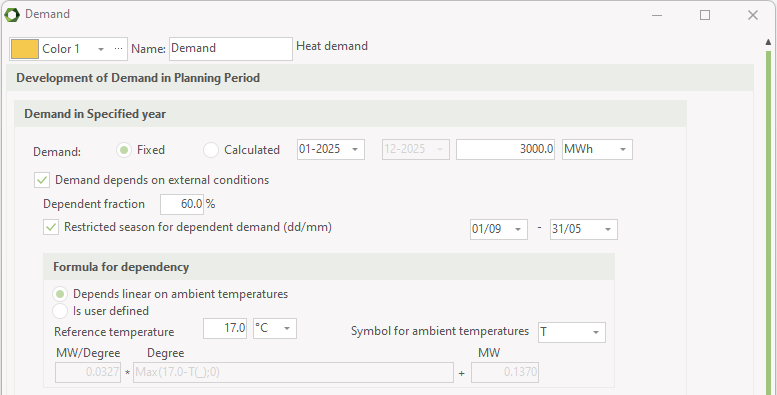 Fixed demand with external conditions