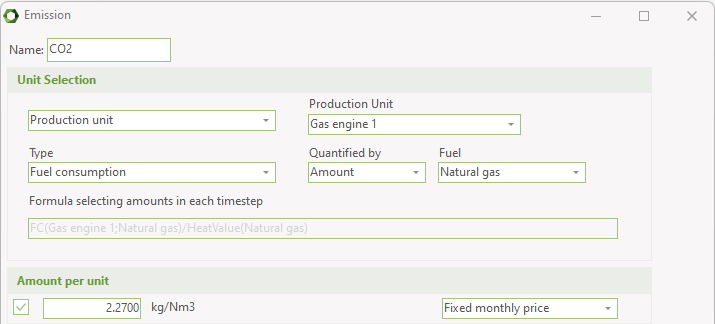 Emission example technology dependent