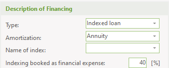 Indexing booked as financial expense option