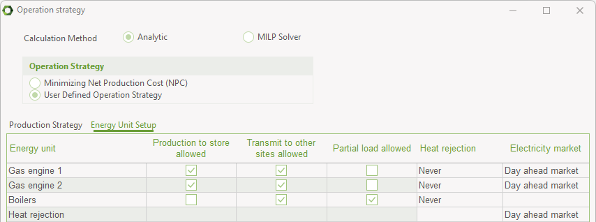 Miscellaneous table for user defined strategy