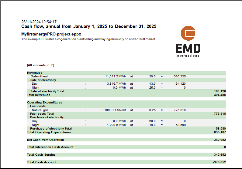 Cash flow annual report