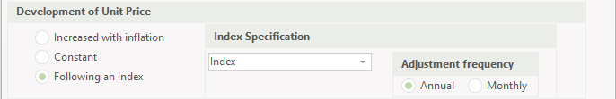 Development of unit price panel when Following an Index is selected