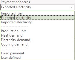 Payment concern combo-box