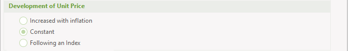 Development of unit price panel when Constant is selected