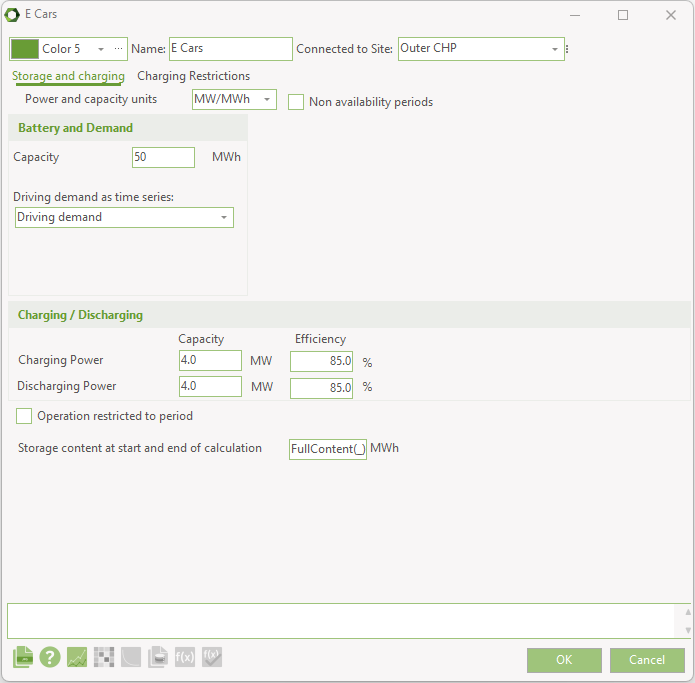 Edit window for E-Cars