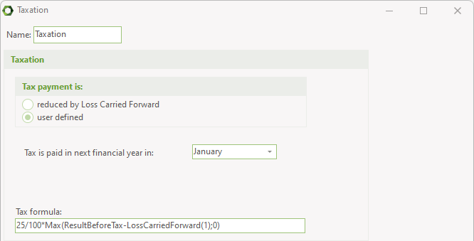 Taxation when user defined