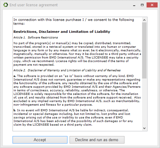 Figure 1‑3: Accept End user license agreement